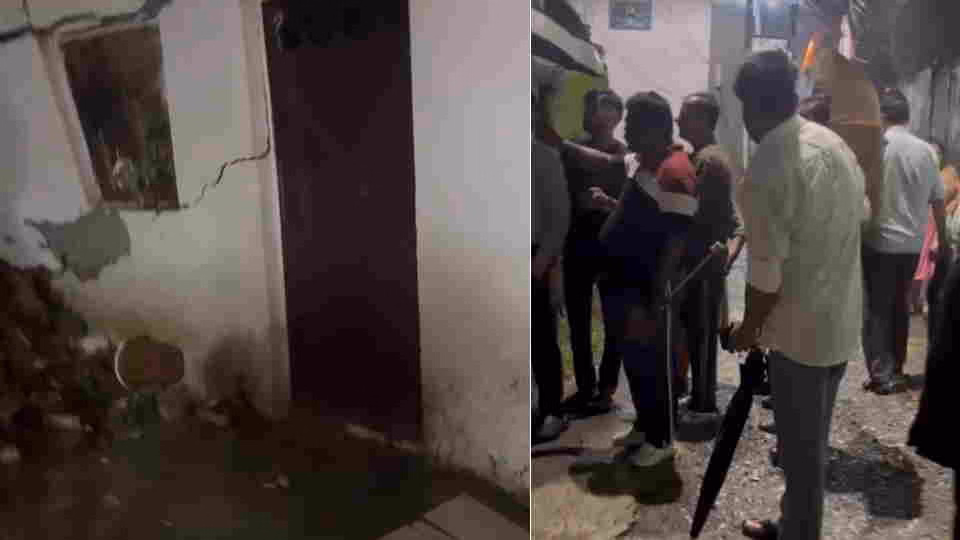 लगातार बारिश से ढहा पुश्ता, पांच मकानों को हुआ नुकसान, आस-पास के घर भी खाली कराए